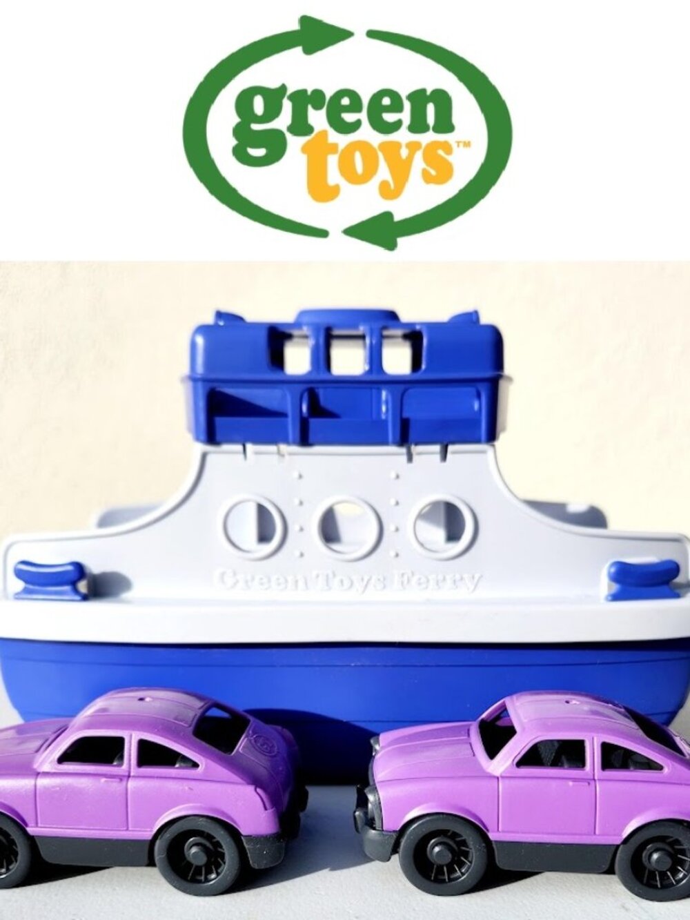 NEW Green Toys Ferry Boat Bath Tub Toys Water Toy with Cars Purple White Toy NEW